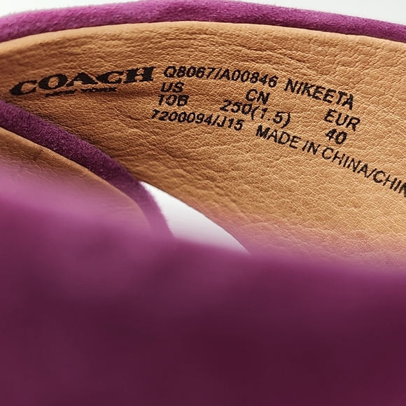 Coach Nikeeta Plum Purple Suede Ankle Wrap Block High Heel Platform Sandals - Picture 11 of 13